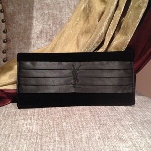 YSL Saint Laurent Satin Velvet Clutch/evening bag/makeup bag/purse, new